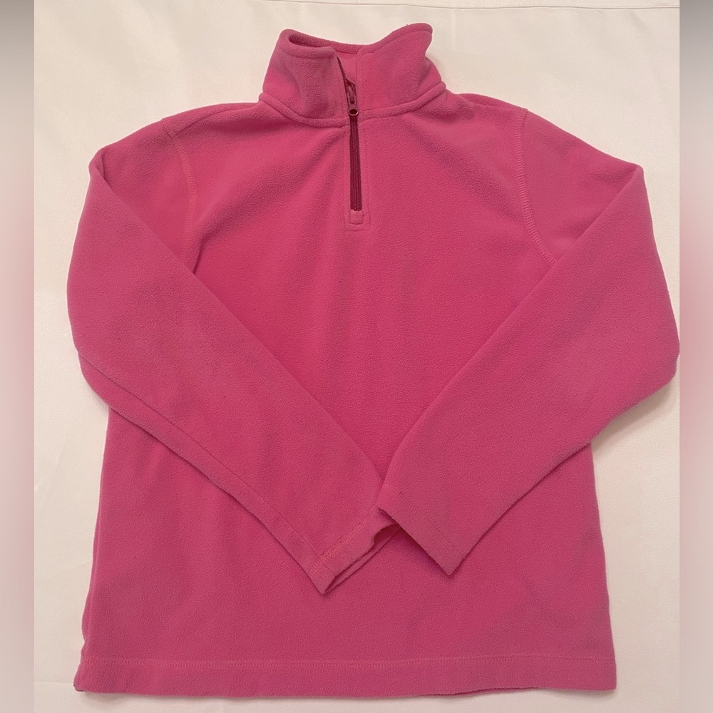 Lands End Hot Pink Girls Fleece Quarter Zip
